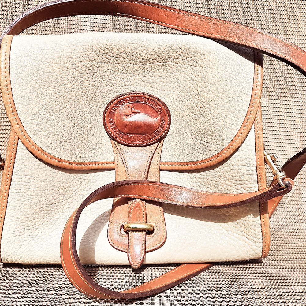 Dooney & Bourke Tan and Brown Leather Crossbody Bag